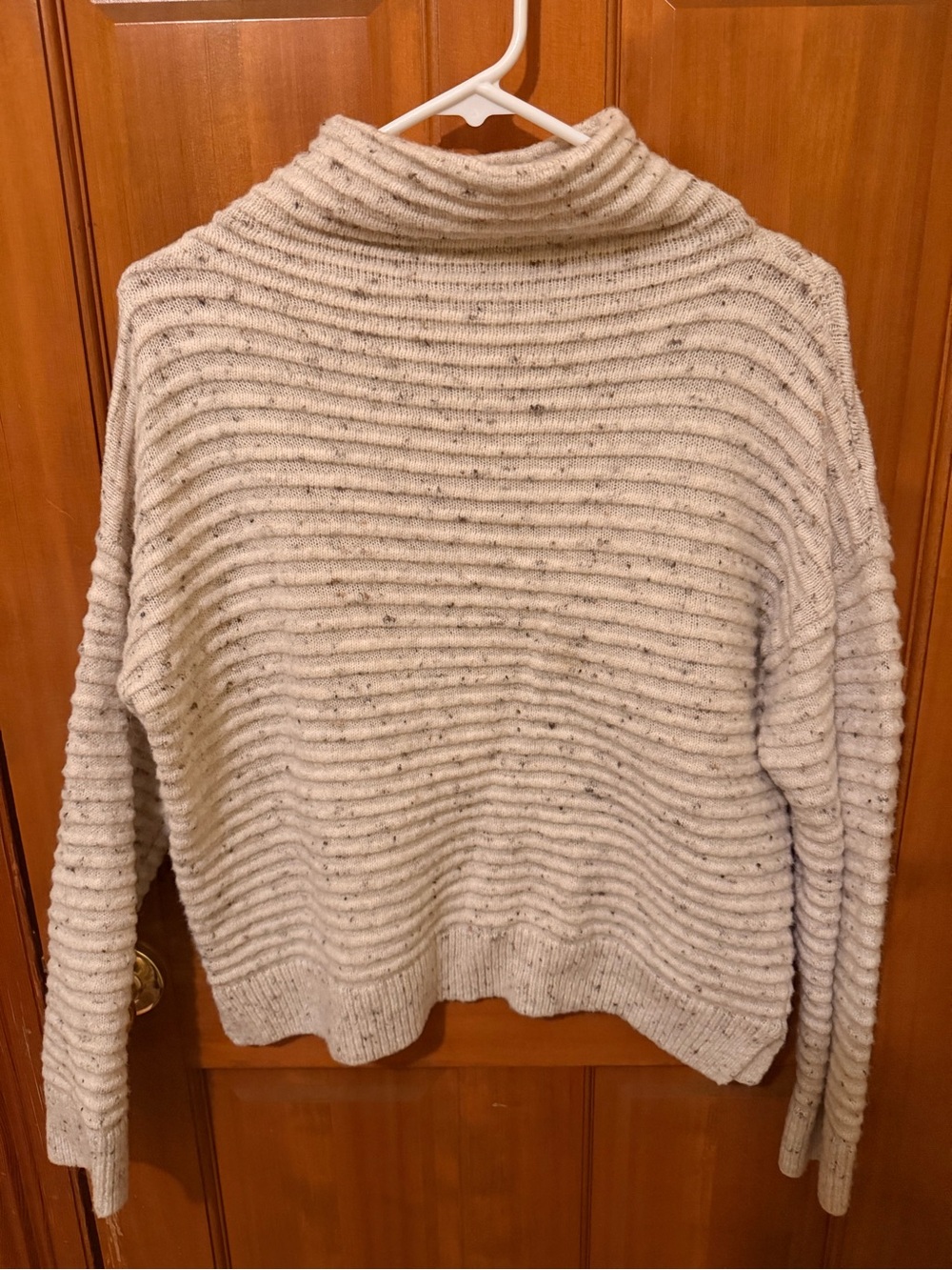 Madewell Cream Speckled Belmont Donegal Mock Neck Sweater